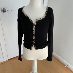 Brandy Melville Black and Cheetah Long Sleeve Shirt